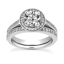 Load image into Gallery viewer, Millgrain Halo Engagement Ring Semi-mount Set
