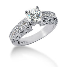 Load image into Gallery viewer, Filagree Style Shared Prong Engagement Ring Semi-mount Set
