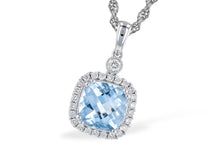 Load image into Gallery viewer, Cushion Cut Aquamarine Halo Necklace
