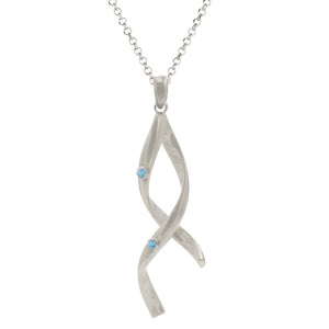 Silver and Blue Topaz Double Helix Necklace
