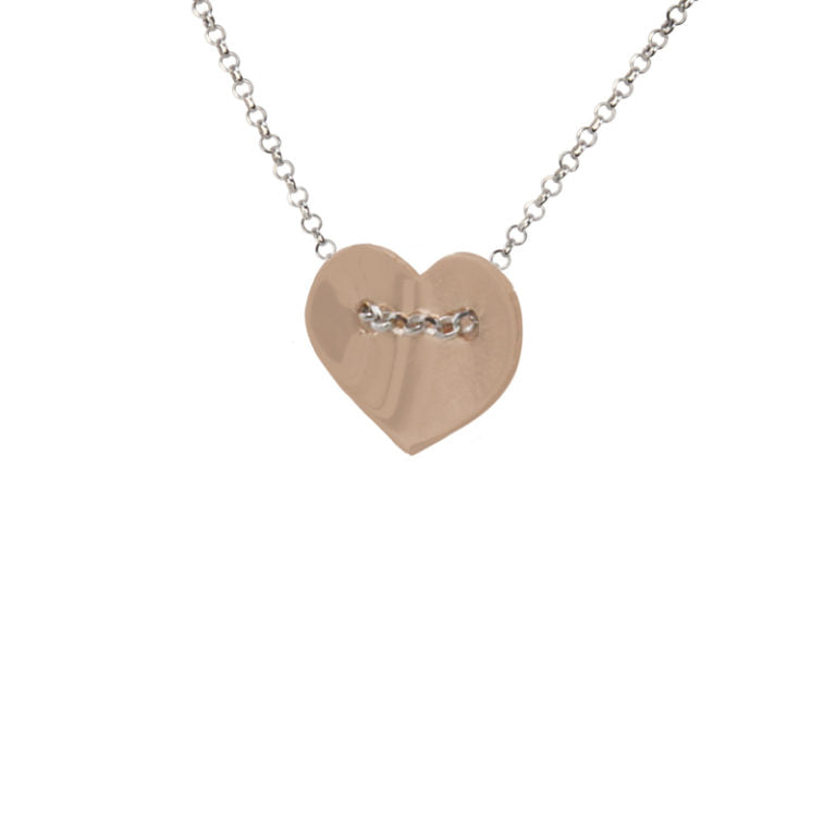 Silver and Rose Gold Plate Heart Necklace