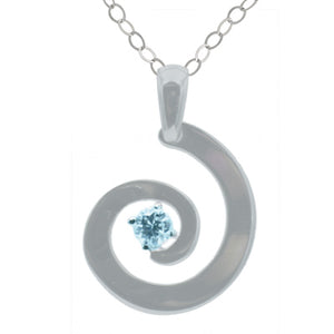 Silver and Blue Topaz Thick Spiral Necklace