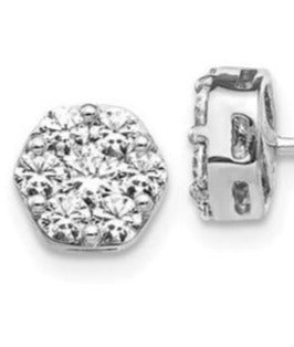 Round Diamond Cluster Earrings 1 carat