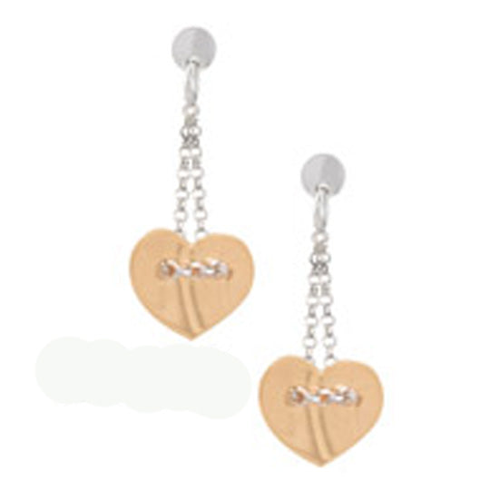 Silver and Rose Gold Plate Heart Earrings