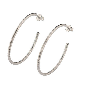 Silver 1 3/4" Sparkle Large Oval Hoop Earrings