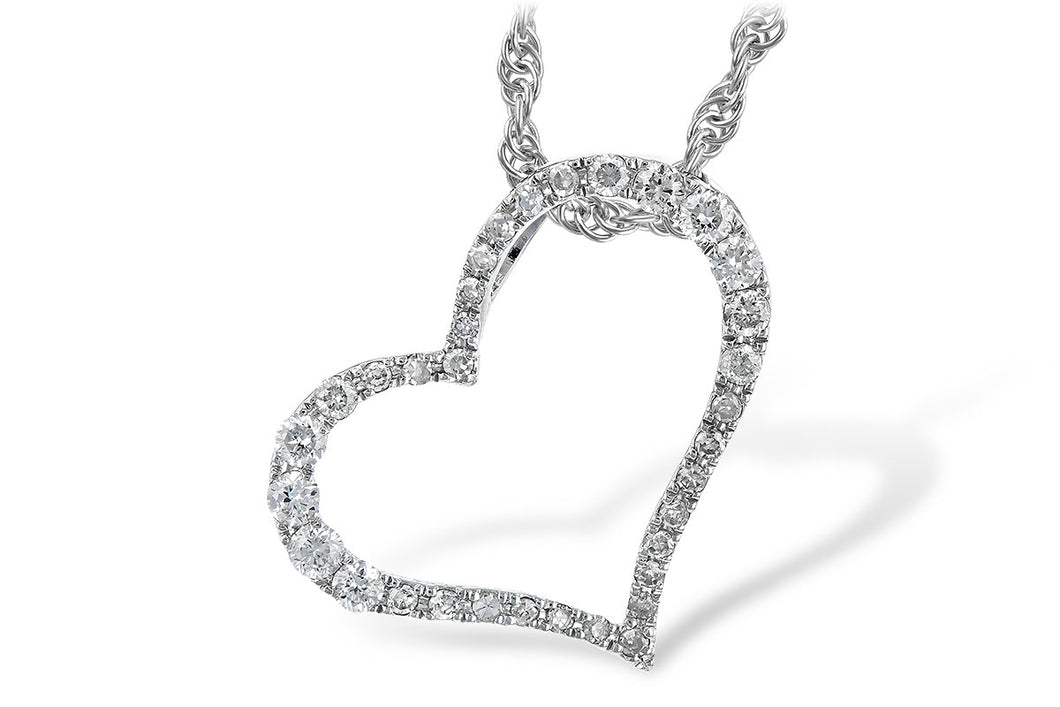 Free-form Diamond Heart Necklace, White Gold