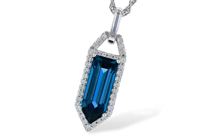 Medium Drop Blue Topaz and Diamond Necklace