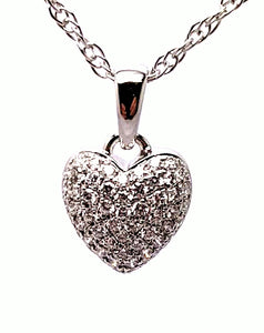 Diamond Heart Necklace, Pave