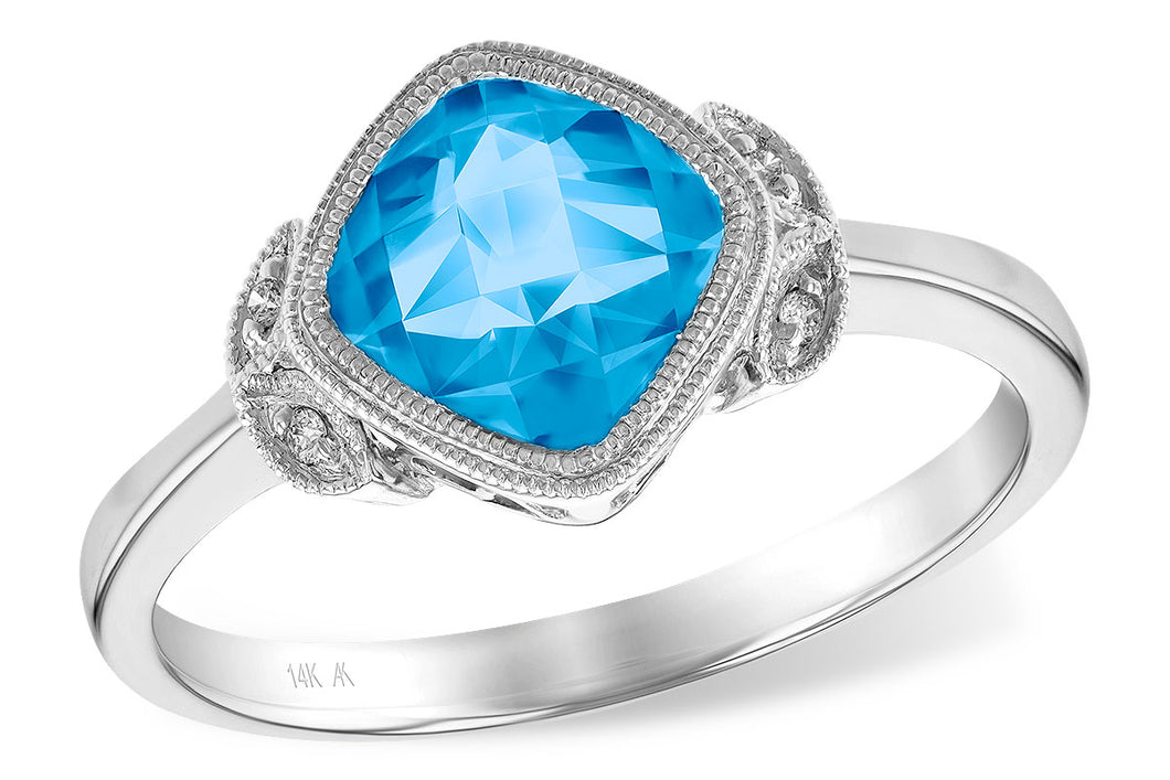 Blue Topaz Ring with Leaves